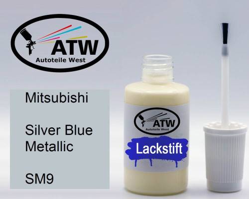 Mitsubishi, Silver Blue Metallic, SM9: 20ml Lackstift, von ATW Autoteile West.